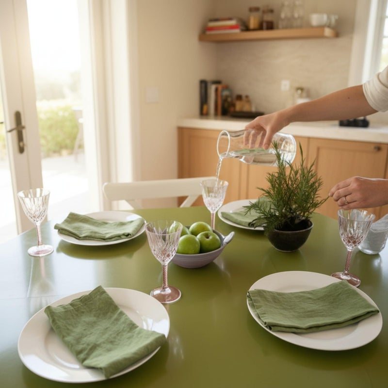 Eight Owls Linen Napkins â€“100% French Flax â€“ Stonewashed Pure Linen Cloth Napkins - Size 18 Inch x 18 Inch â€“ Set of 4 (Pepper Green) - Image 5